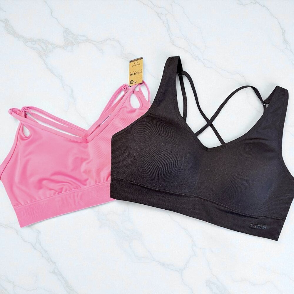 Victoria's Secret PINK Active Sports Bras Bundle of 2 New with Tags Size Medium